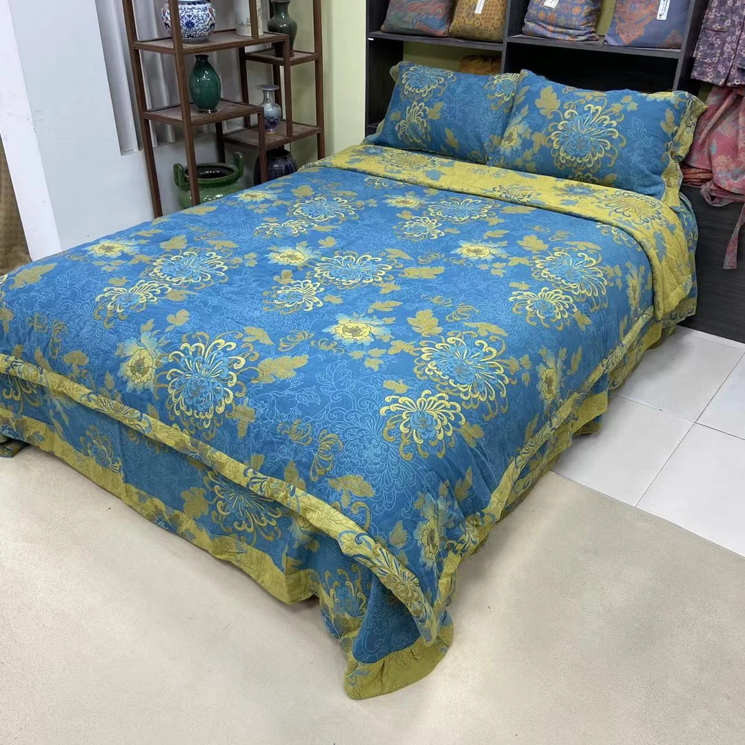 【国色天香四件套】轻奢款纯棉双层纱A类母婴级四件套