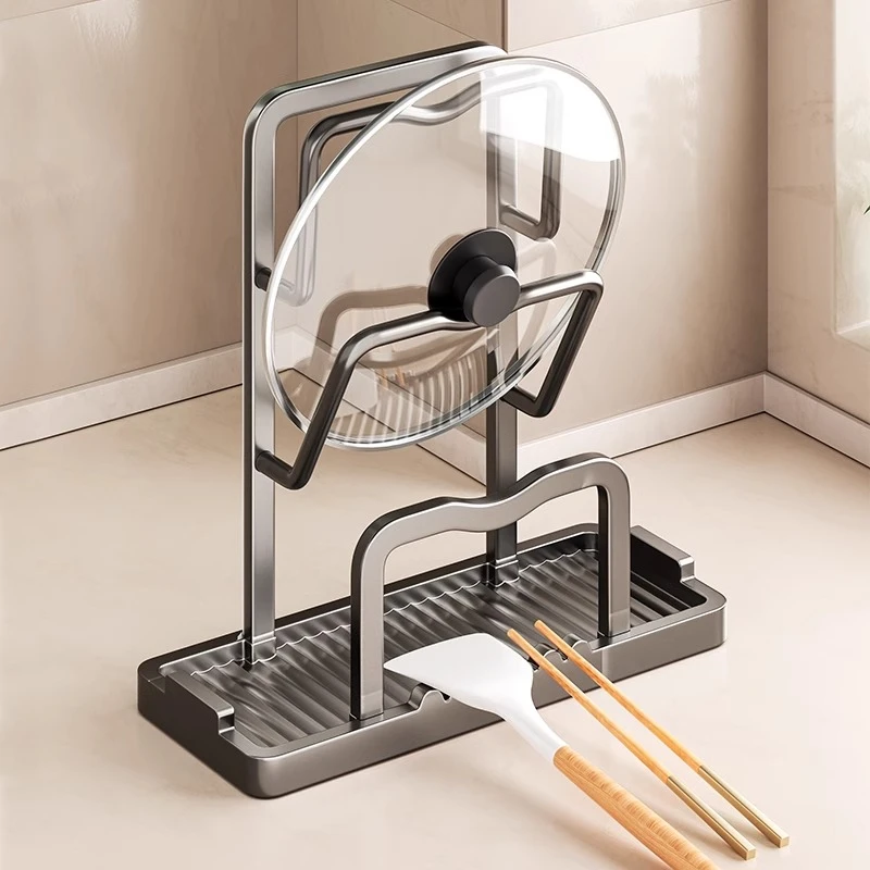 厨房台面锅盖架置物架多功能收纳架放炒菜勺子坐立式锅铲架子神器