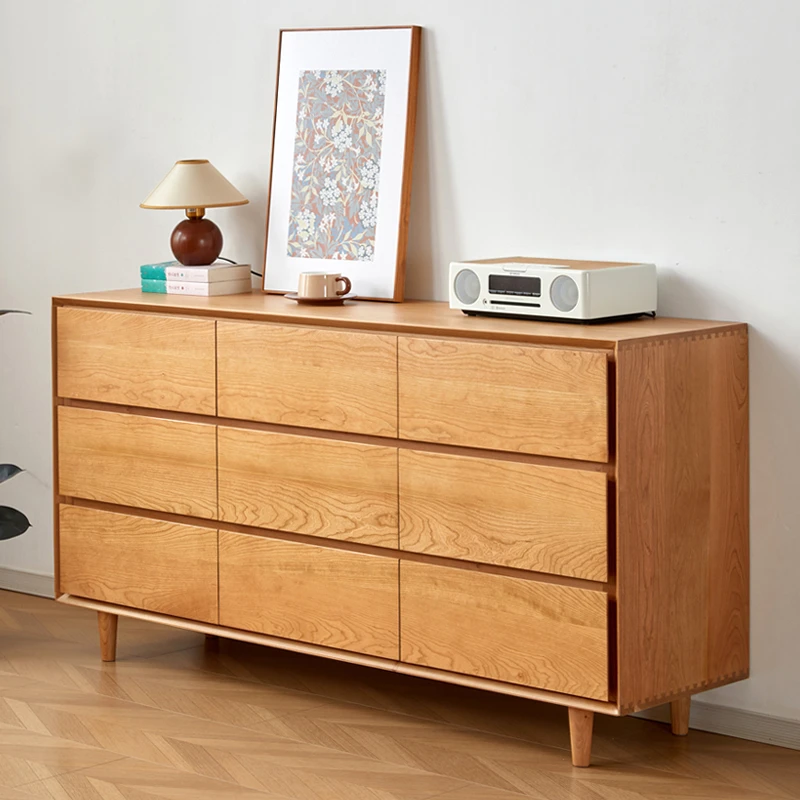 北欧日式实木樱桃木九斗柜卧室储物柜客厅收纳柜抽屉式简约置物柜