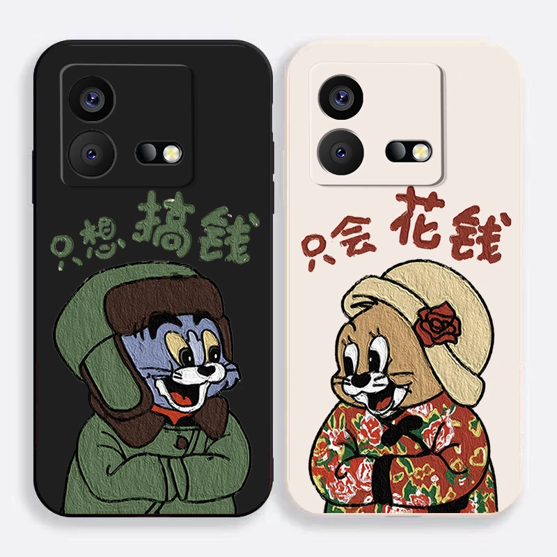 适用iqooneo8情侣手机壳猫和老鼠个性可爱男女8pro趣味新款保护套