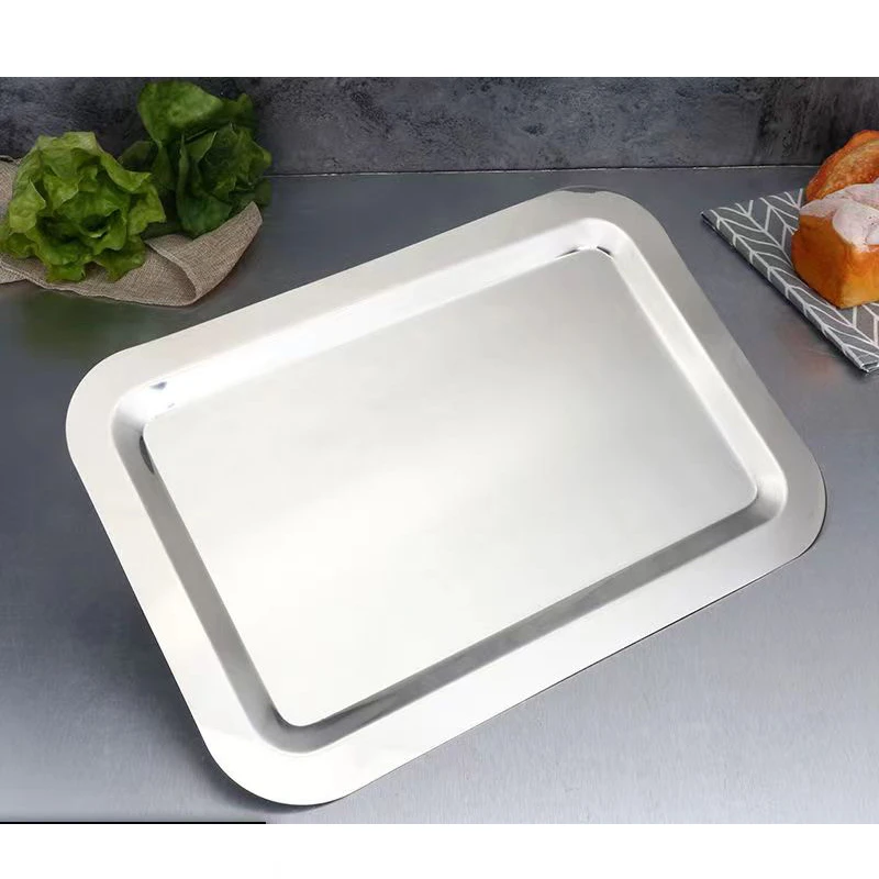 CROWHITO/克洛华蒂不锈钢镜面盘托盘水果盘上餐盘平底点心盘商用