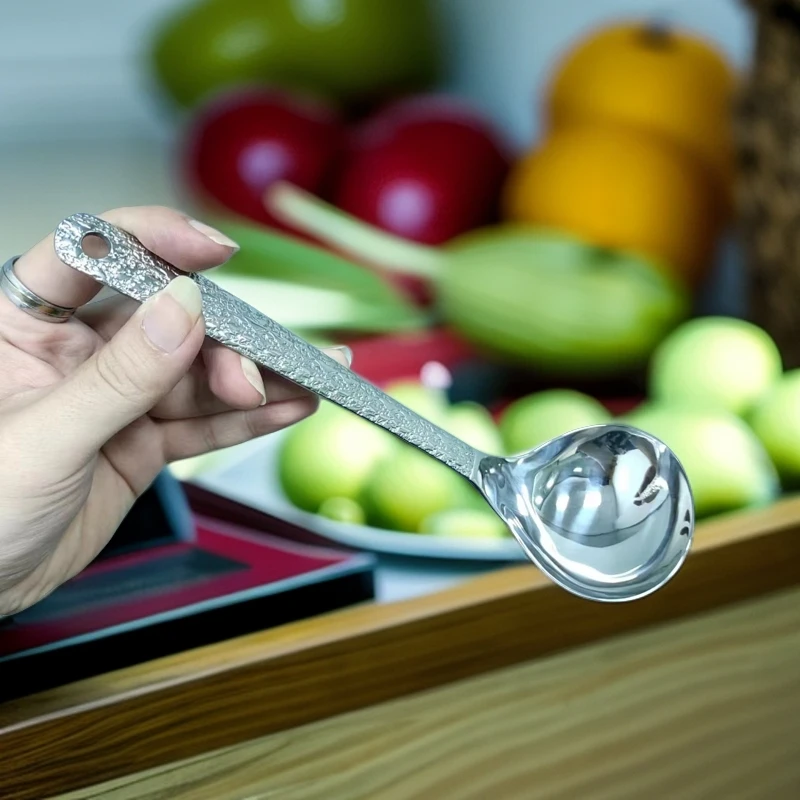 CROWHITO/克洛华蒂岩纹304不锈钢汤勺大号盛汤日式长柄家用喝汤匙