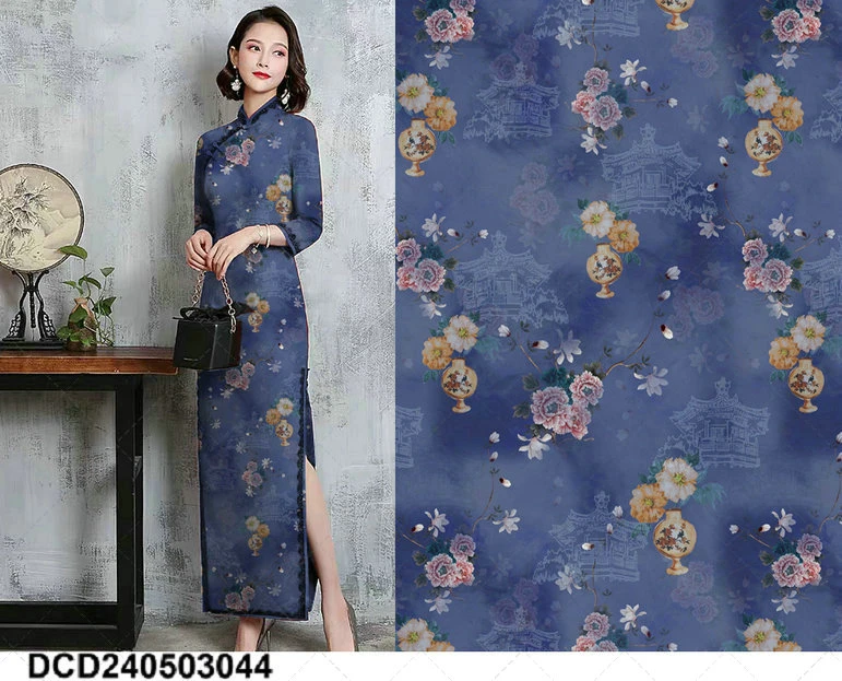 富贵平安棉绸面料布料，连衣裙旗袍，床单被罩四件套