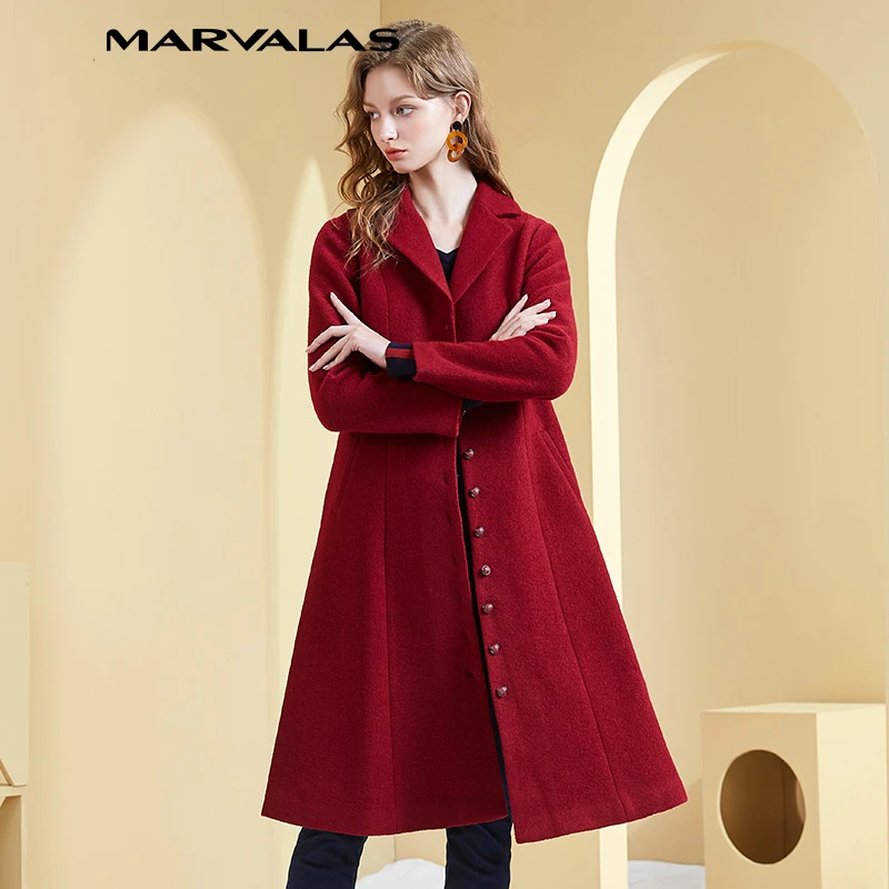 【小余专属】曼德诗气质显瘦时尚红色长版帅气风衣43411-6066