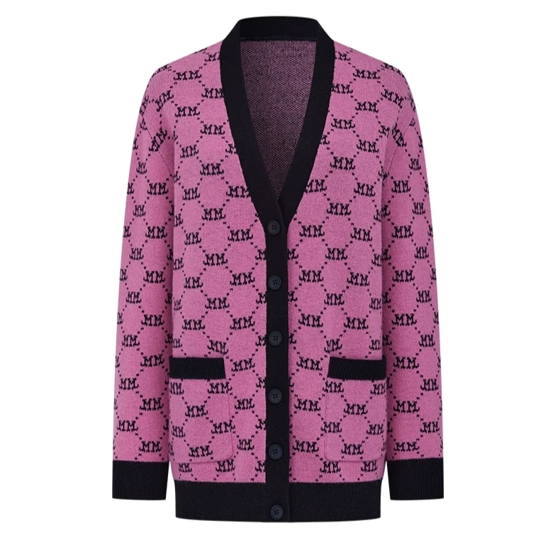 【小余专属】曼德诗毛织开衫秋冬宽松绵羊毛针织M7313057