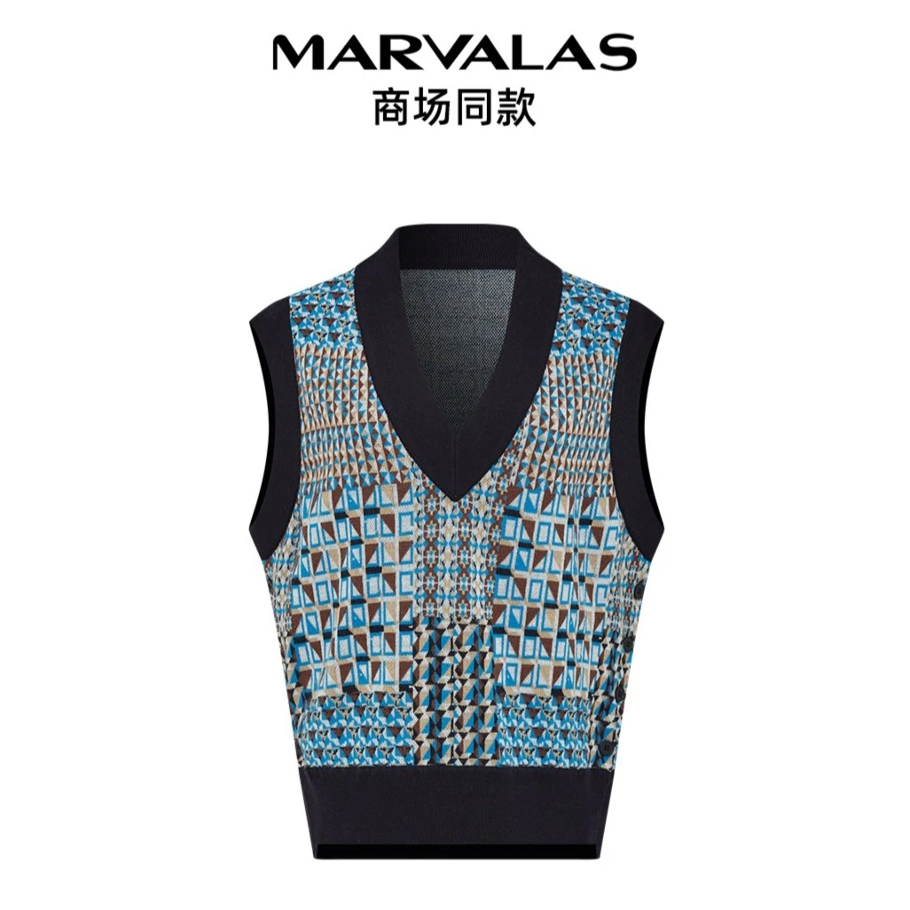 【诗语专属】曼德诗绵羊毛混纺马甲背心针织马夹M7290072