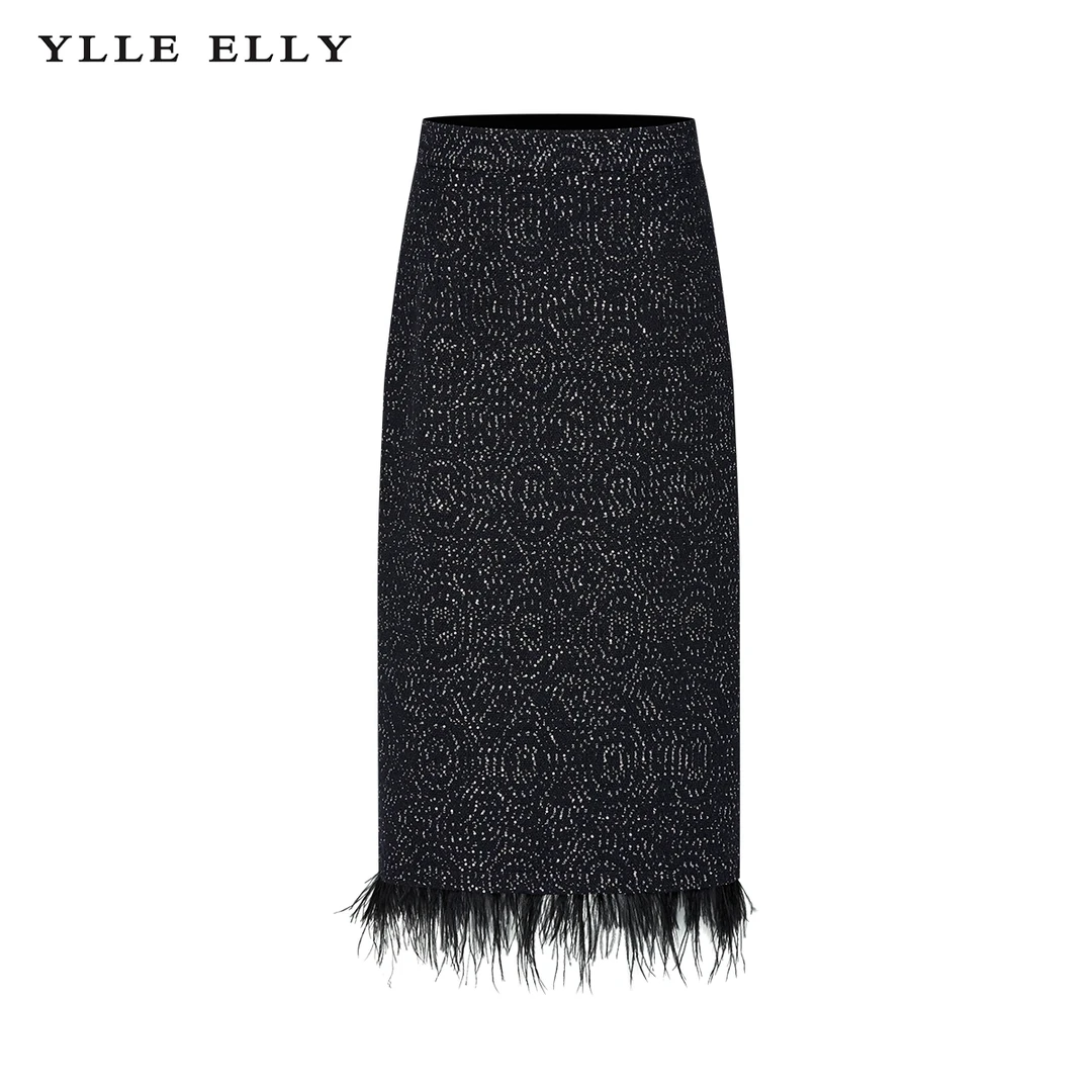 【诗语专属】Y207306443小香风半身裙2024冬季新款羊毛花呢包臀裙