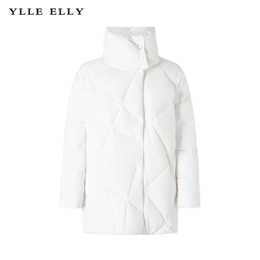 【许半夏推荐】百搭保暖立领羽绒服冬季H版简约中长款鸭绒外套女