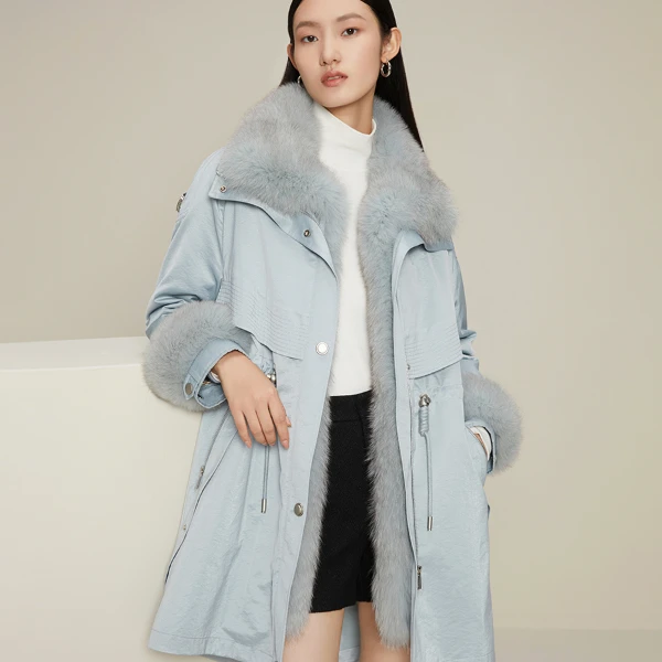 【许半夏推荐】加厚冬季女气质百搭设计师纯色派克服外套M430002