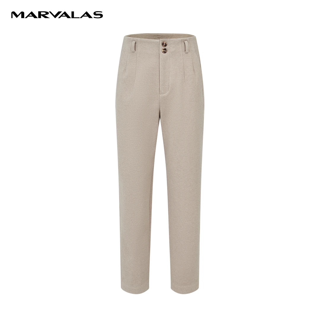 【辛小北专属】曼德诗休闲裤女士直筒毛呢显瘦秋冬西装裤