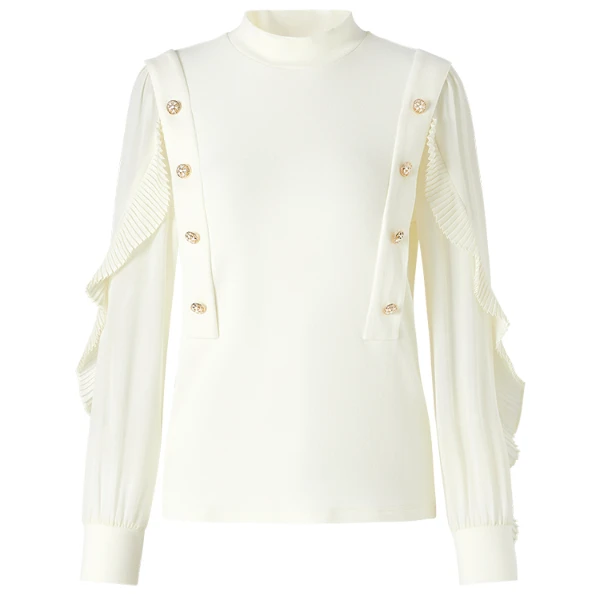 【诗语专属】新款设计感衬衫减龄宽松蕾丝提花小衫Y314306581