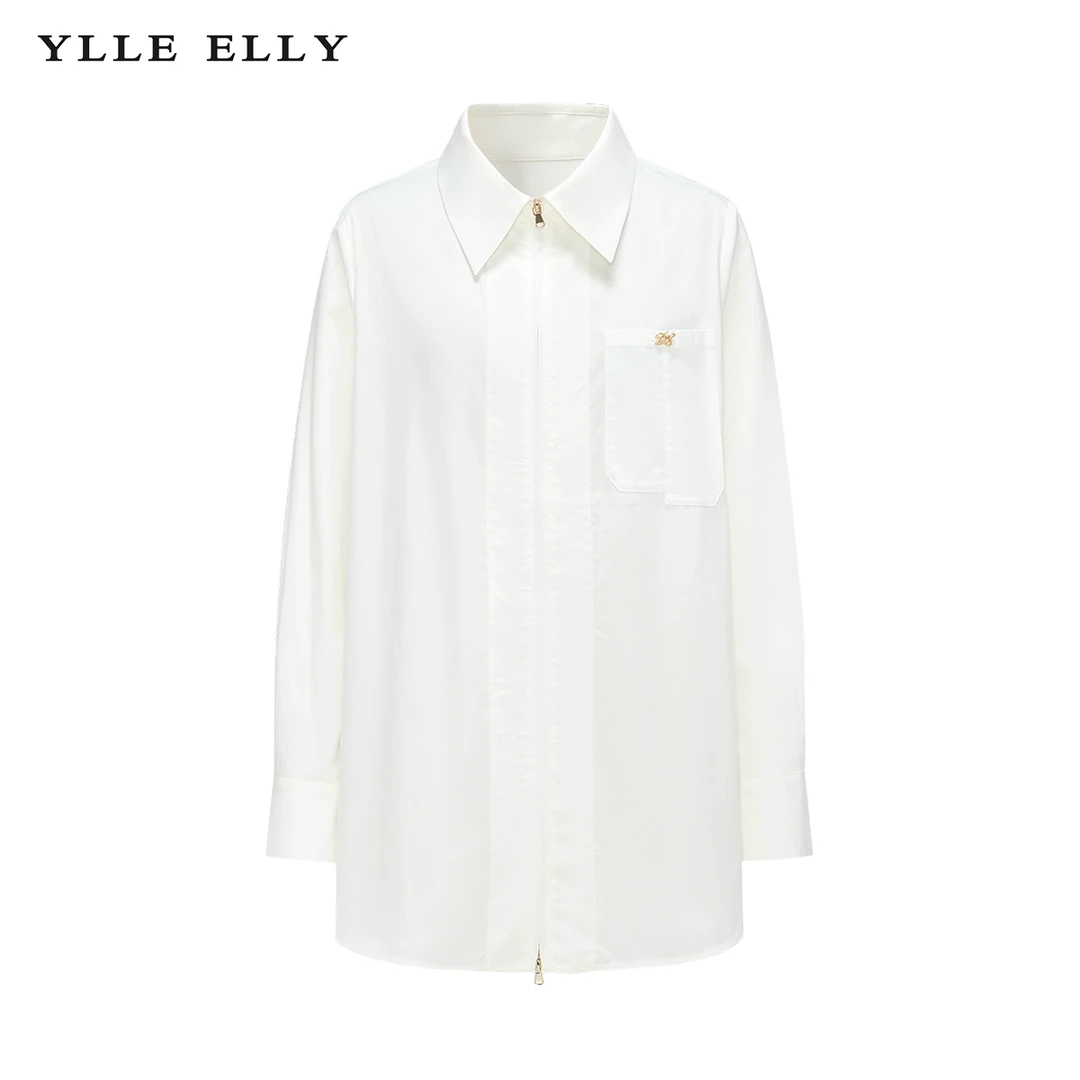 【陈大可】YLLEELLY纯色衬衫2023冬季新款本白棉质简约衬衣女