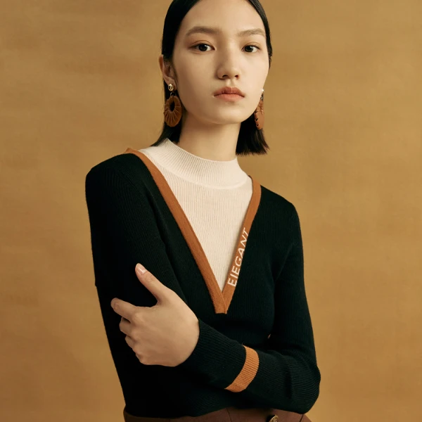 【籽言专属】时尚百搭绵羊毛针织衫女修身气质感套头衫M730195