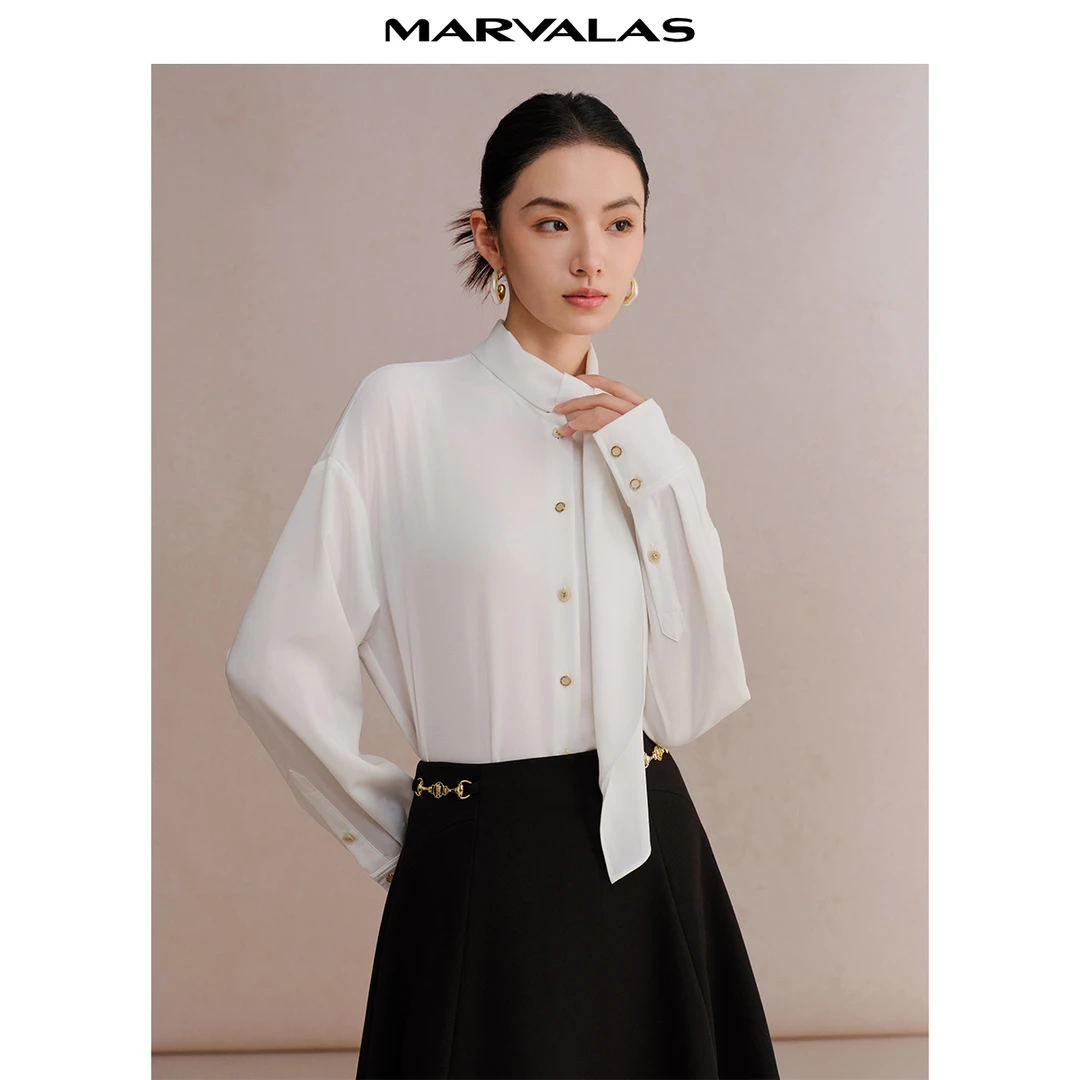 【诗语专属】衬衫设计感时尚飘带法式温柔风别致上衣M311306654