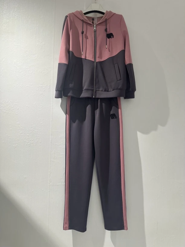 液态棉拼色休闲套装