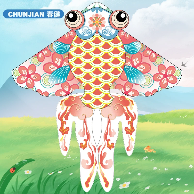 春健国潮金鱼风筝潍坊精品设计款新手微风简单起飞风筝