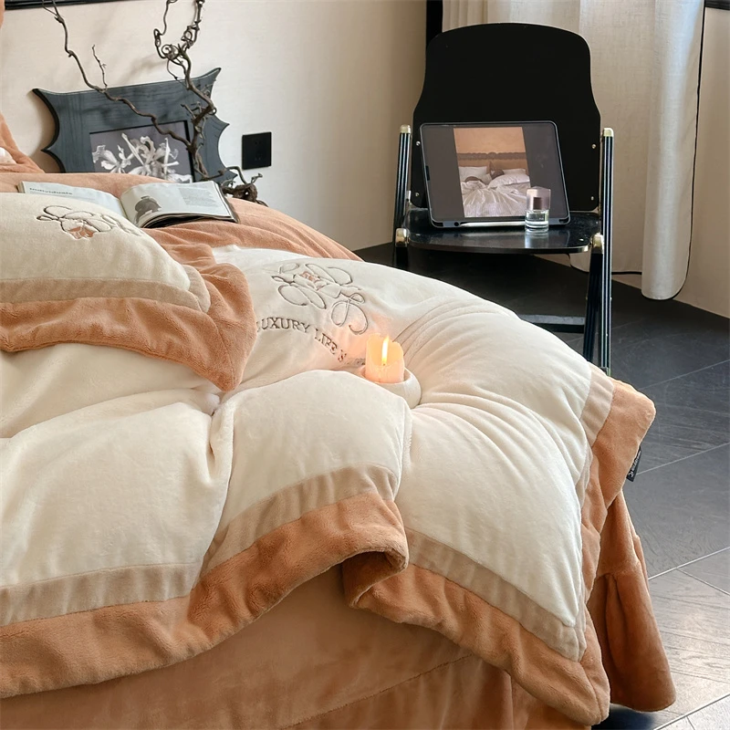 【11斤实体高定款】冬季加厚雪莉绒保暖牛奶绒四件套绣花法兰绒床品