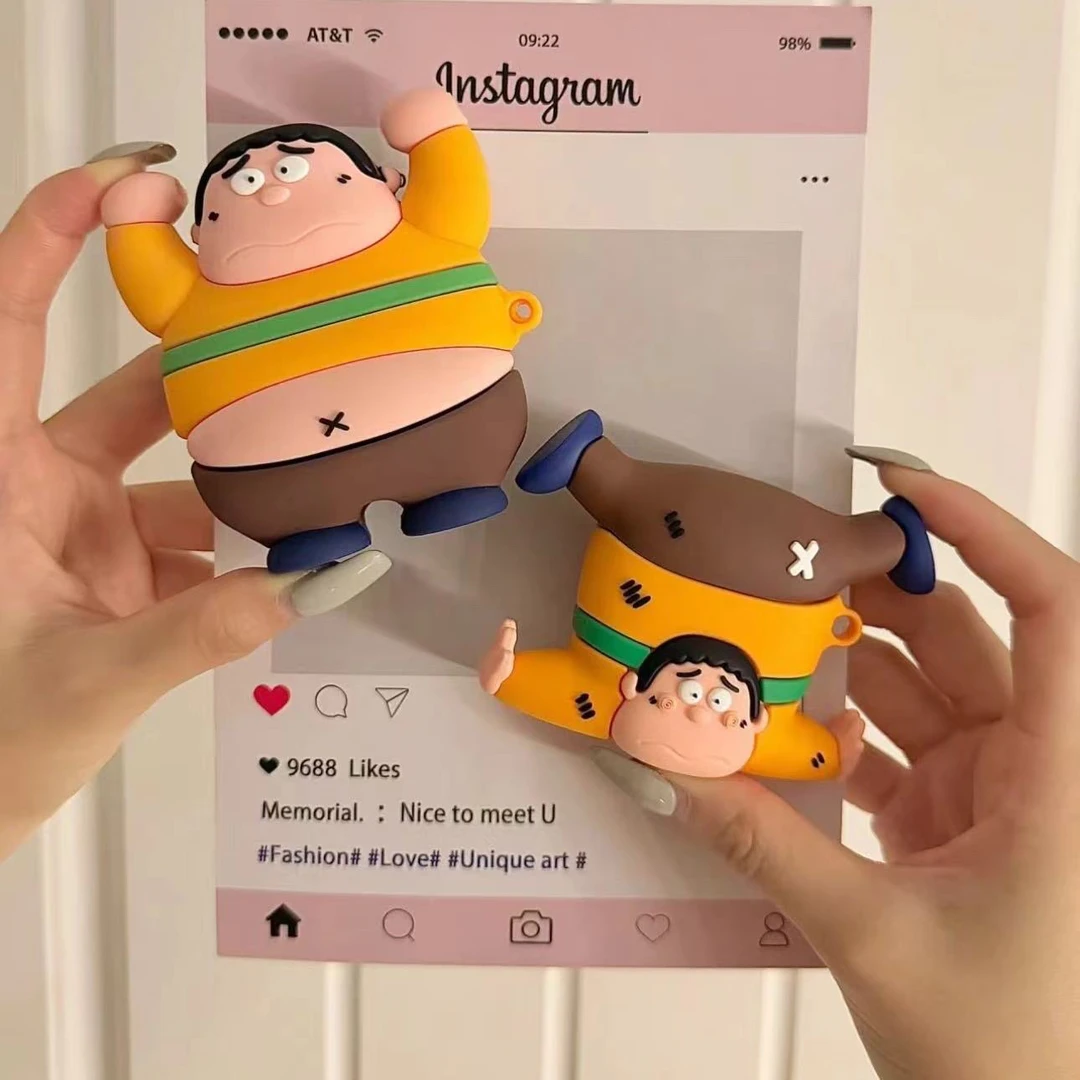 ins风立体硅胶举重胖虎摔到胖虎1/2代苹果原无线蓝牙耳机套pro软4