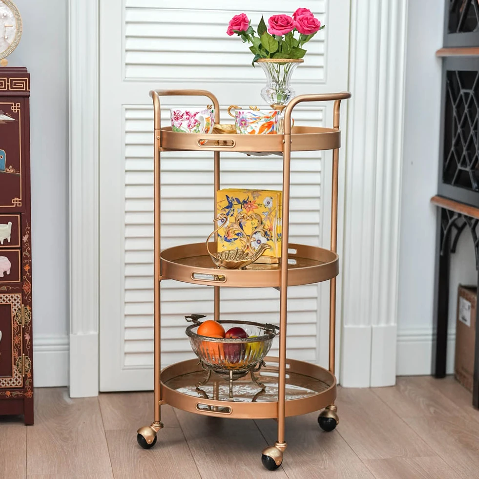 奇居良品 纳希金色镜面收纳手推车餐车CXGJ38090-24Q1