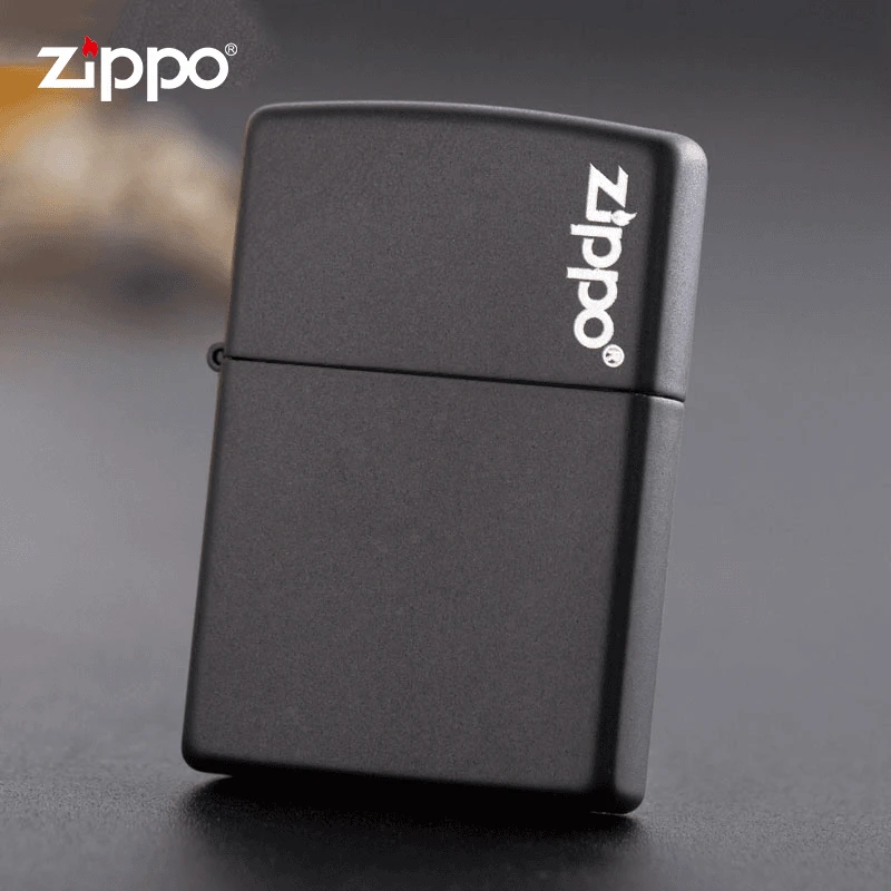 ZIPPO/之宝打火机黑哑漆标志免费艺术签名官旗防风款送礼-DYX1H1