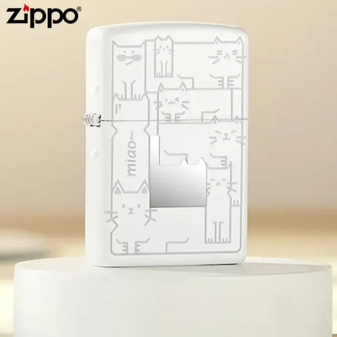 ZIPPO/之宝打火机猫咪拼图可爱官方原装煤油防风款男士礼物-TCJ1