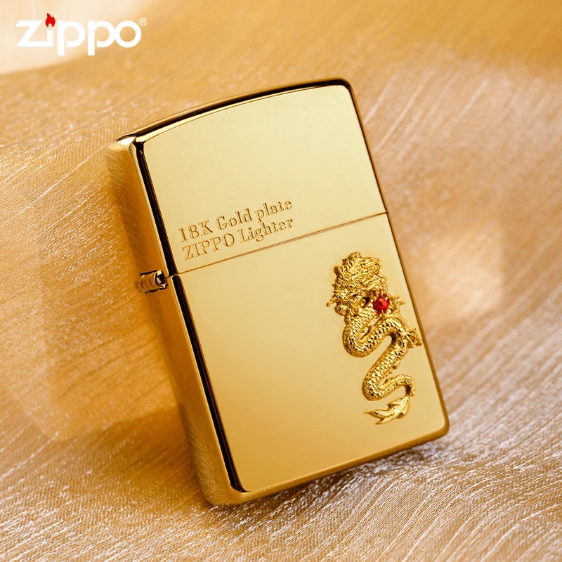 ZIPPO/之宝打火机龙腾四海18K镀金官方个性防风款送男士-DYX1H1