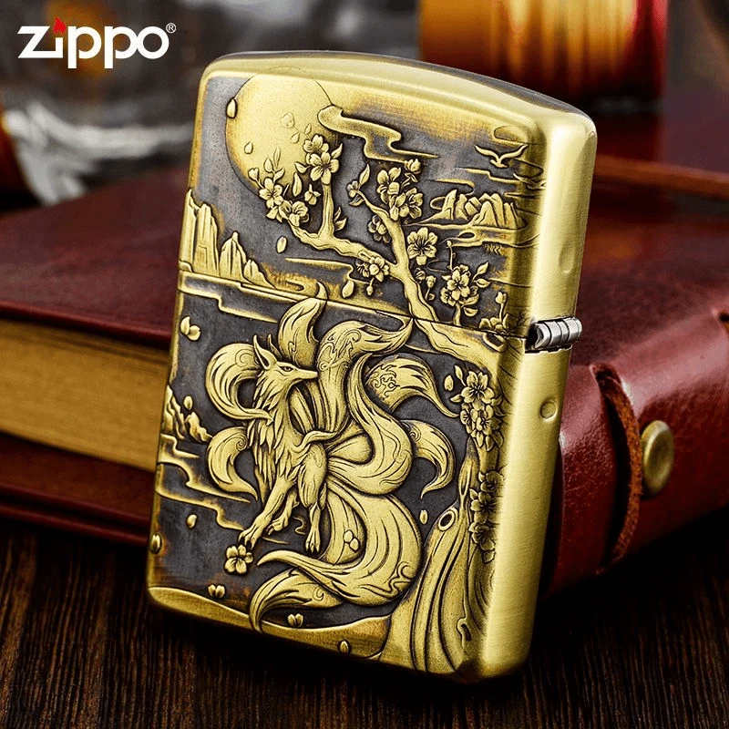 ZIPPO/之宝打火机蝎子九尾狐黄铜盔甲正品防风男士礼物-DYX1H1