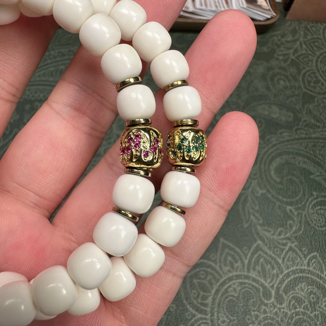 原生态白玉菩提（火焰系列）精工倒角极限弧归圆手串单圈搭配9*8mm