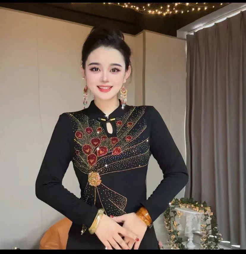 【国风花束双款】盘扣花束加绒舒适打底衫显瘦长袖修身百搭时尚