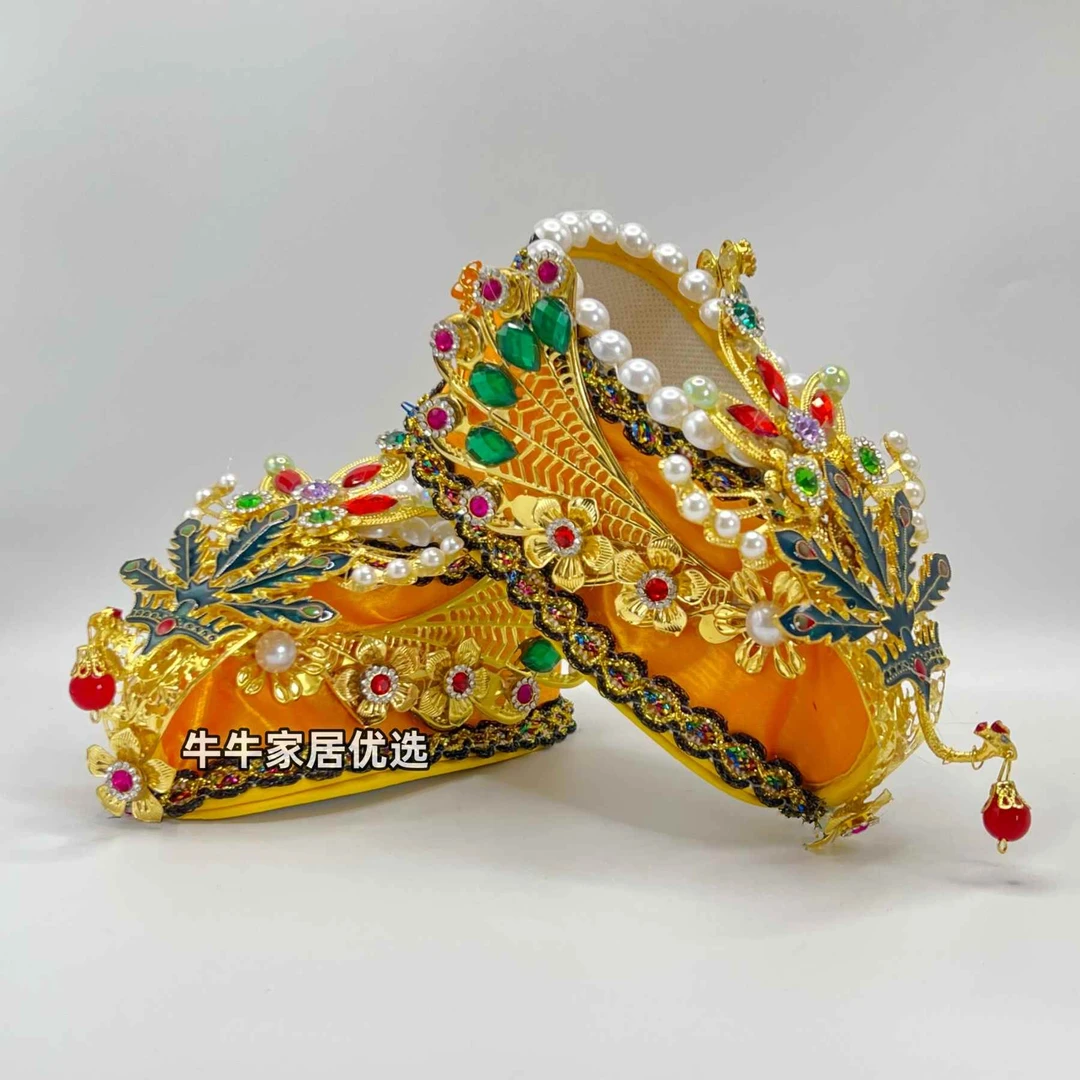 泰山奶奶鞋仙家鞋子娘娘三寸金莲老母小脚袖珍凤鞋龙鞋桌面摆件