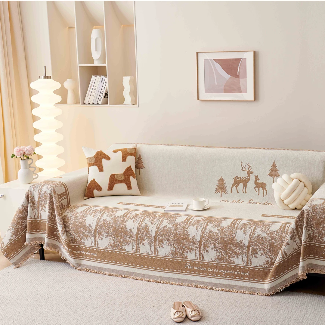 阳光海·林间麋鹿沙发巾网红时尚靠背巾ins风万能沙发巾沙发罩四季