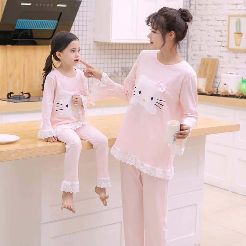 儿童家居服睡衣春款长袖中大童春夏季女童套装公主风甜美精梳棉