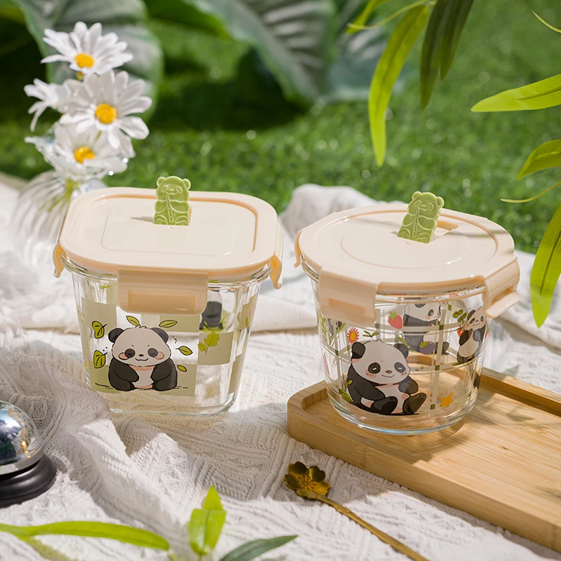 山重山玻璃保鲜碗带盖耐高温上班族方便可爱当盒加厚卡通密封防漏