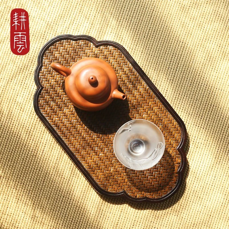新品茶盘重竹席面托盘宋席日式功夫茶具茶杯架壶承干泡台圆形方形