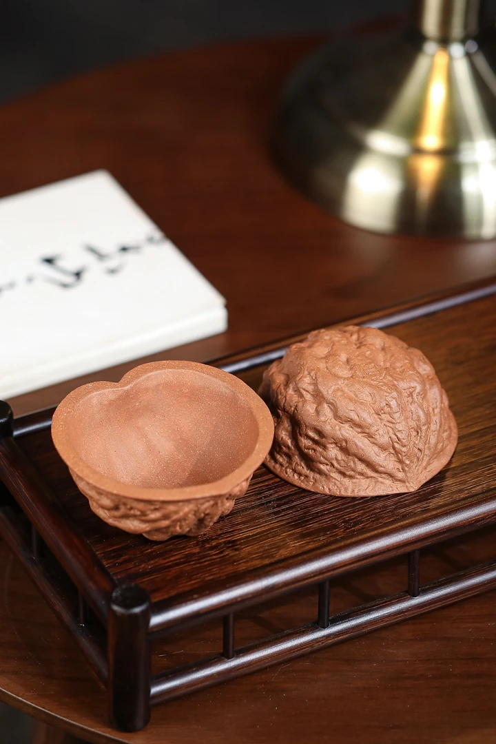 紫砂雅玩家 120cc2只装核桃对杯主人杯情侣爱心和和美美