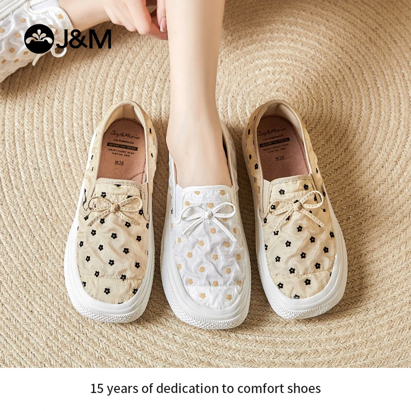J&M/快乐玛丽甜美风蝴蝶结女单鞋夏季软底春夏平底浅口圆头65105W