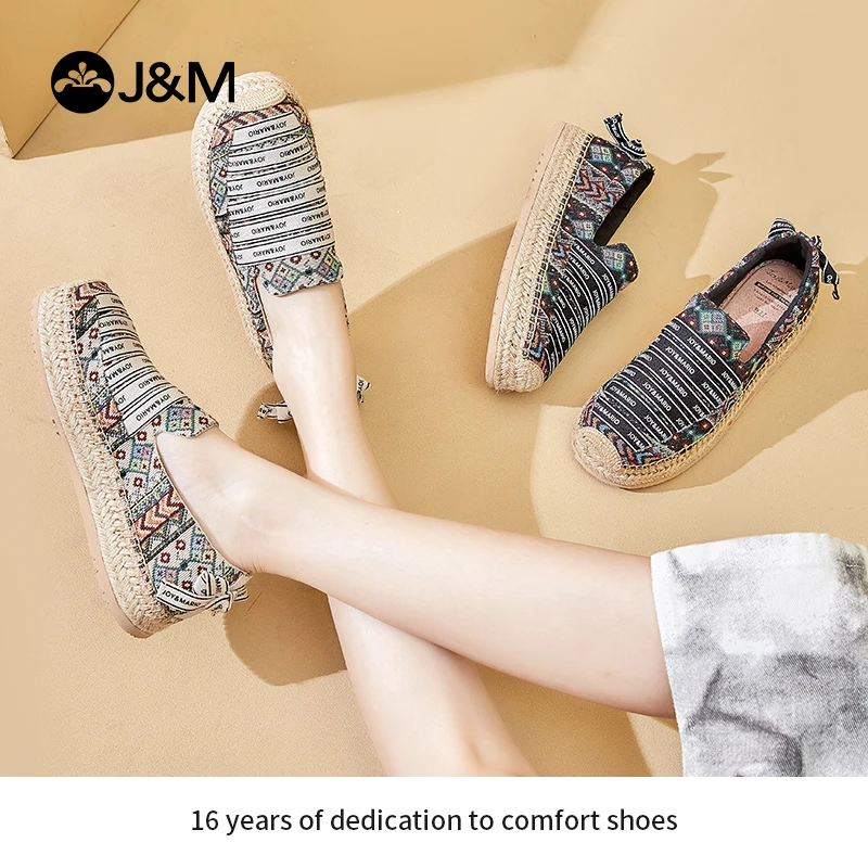 J&M/快乐玛丽2023年春夏新款鞋子女款渔夫鞋软底百搭民族风单女鞋