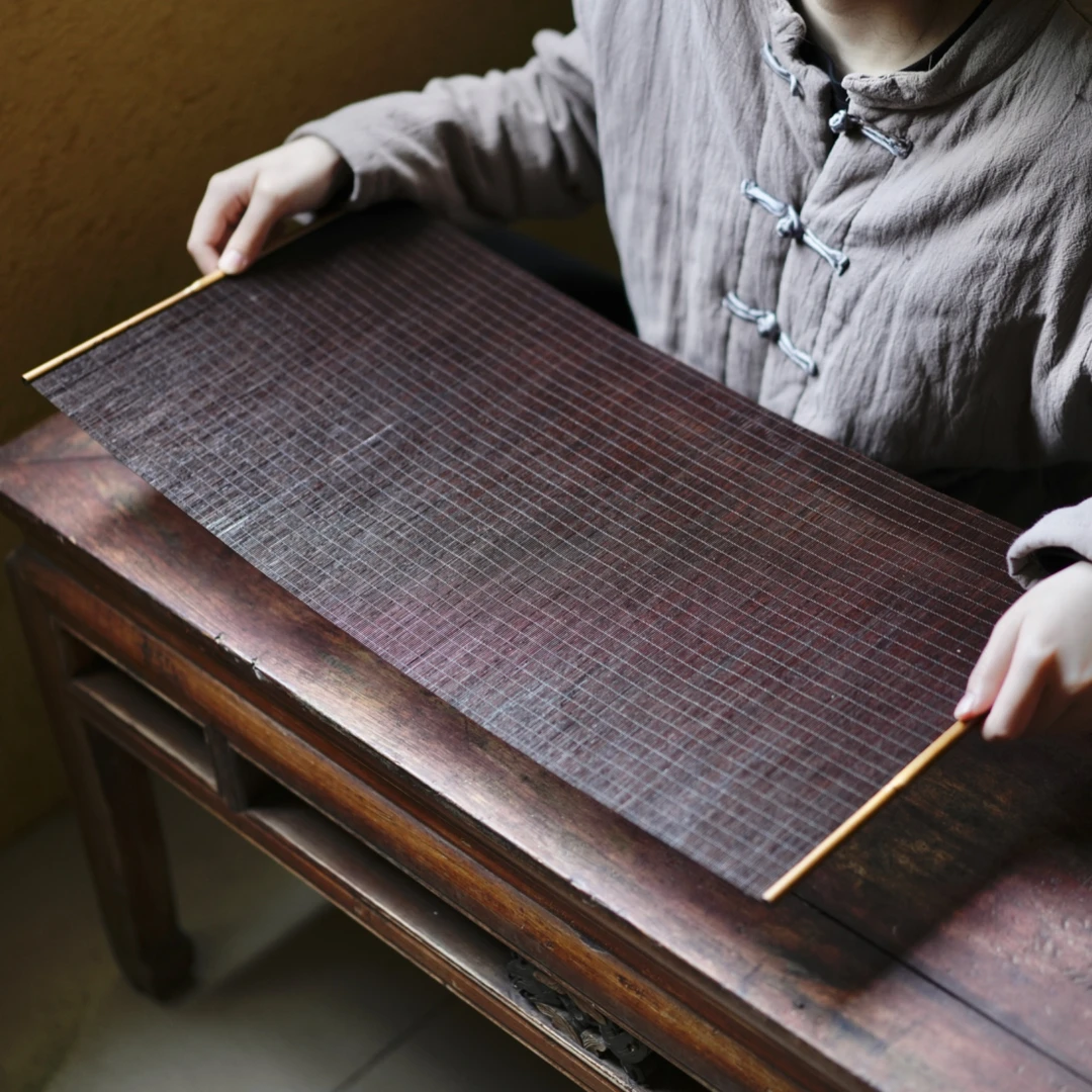 观竹堂/湘妃竹镶边大漆特细竹丝茶席茶道席生漆竹席桌旗隔热茶垫