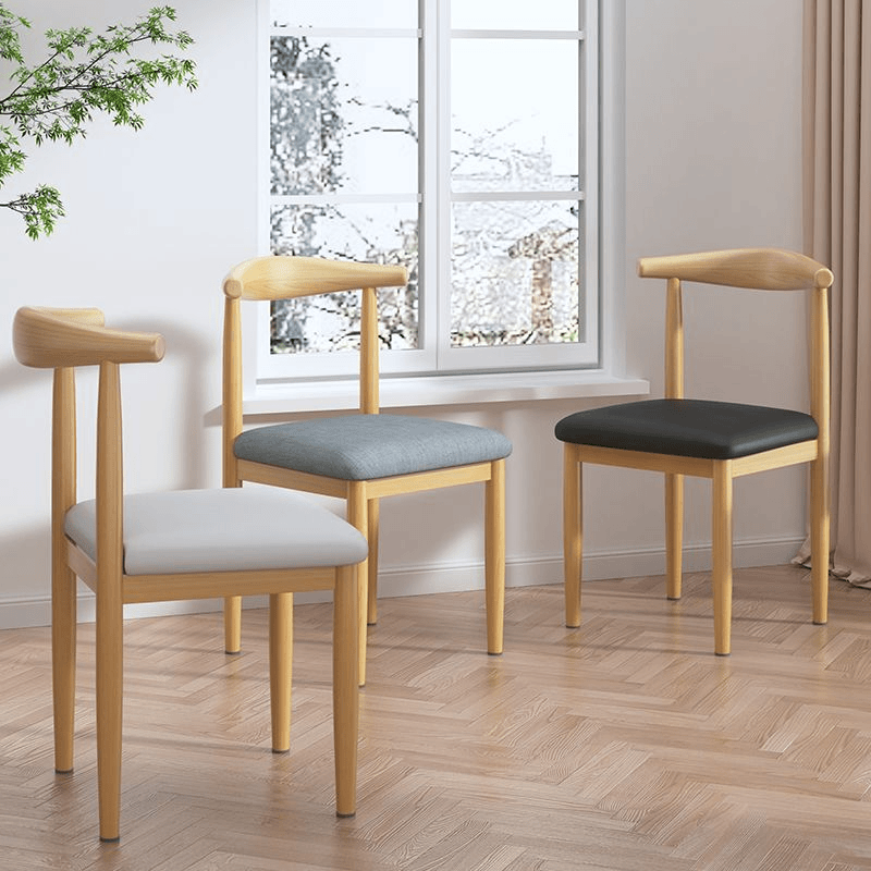 小扬哥餐椅靠背北欧简约书房凳子书桌仿实木铁艺牛角椅学生学习卧