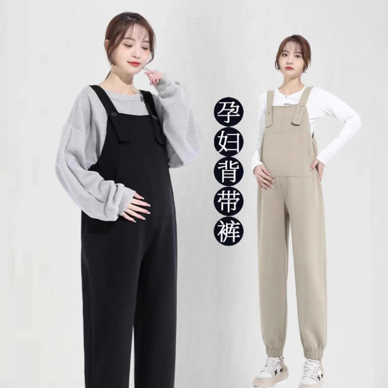 孕妇背带裤春秋外穿宽松大码吊带裤孕妇长裤子夏季薄款减龄休闲裤