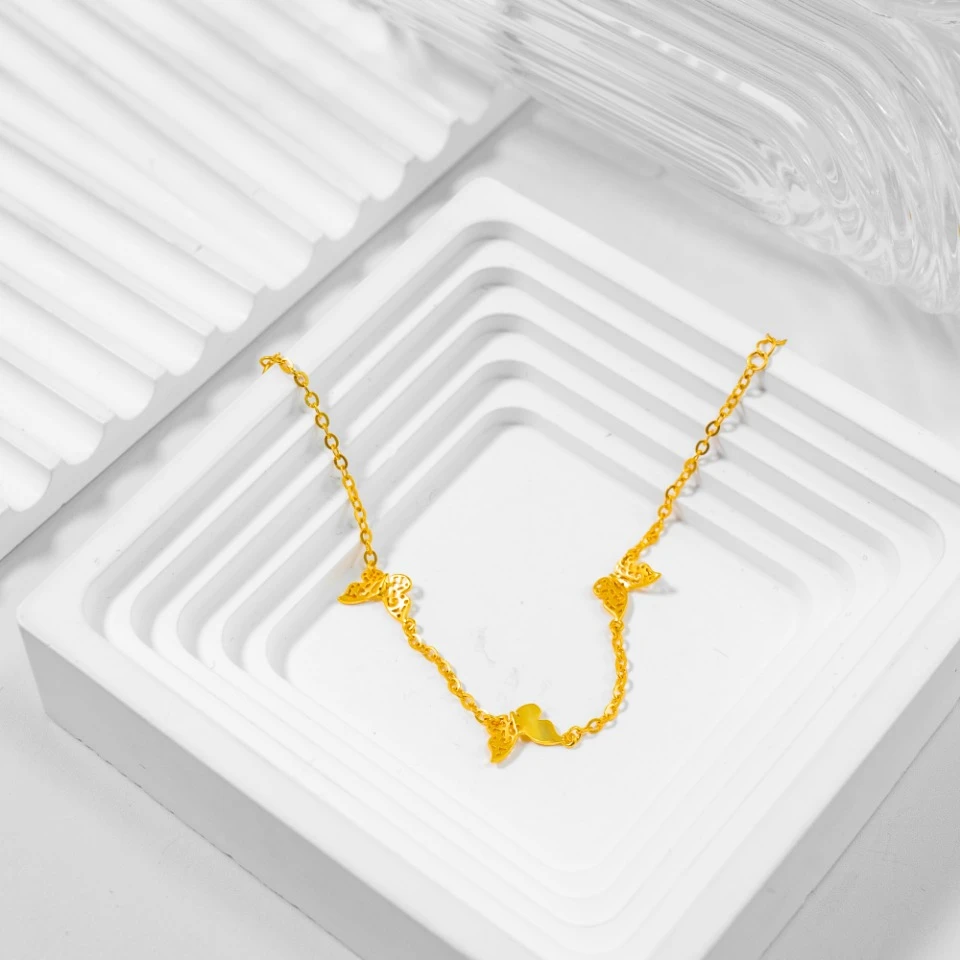 足银手链 女款轻奢 时尚百搭 镂空蝴蝶手链 小众简约金色