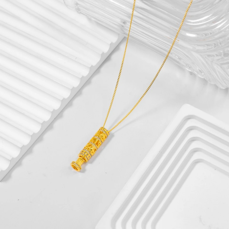 坠链均足银 女款气质 轻奢时尚 随身佛套链 点钻 百搭国潮精致