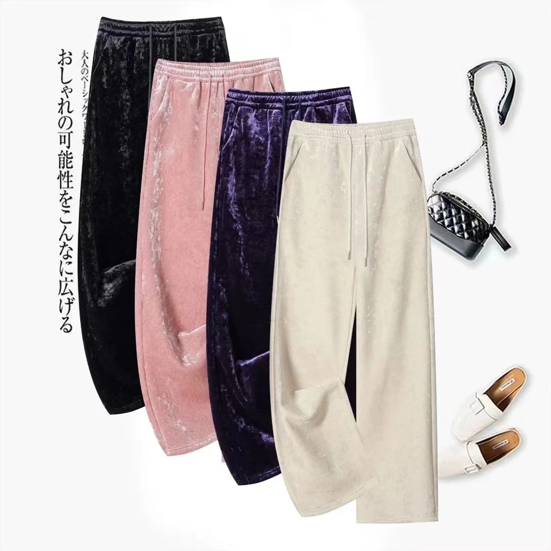 2024年新款 冰花裤加绒加厚新中式国风直筒裤冬季复古时尚