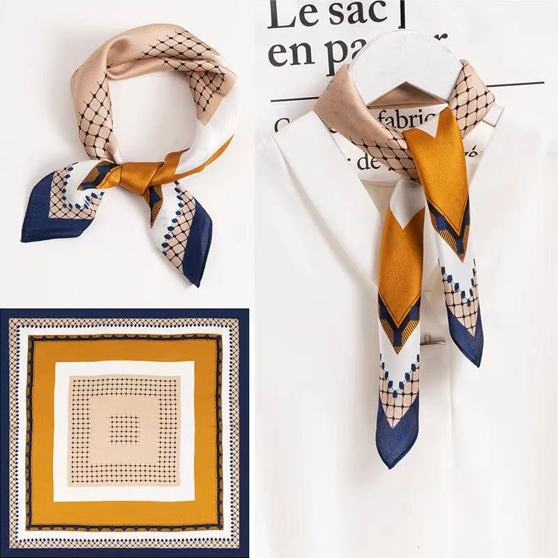 洋气时尚百搭条纹70大方巾搭西装披肩小方巾围巾气质职业薄款印花