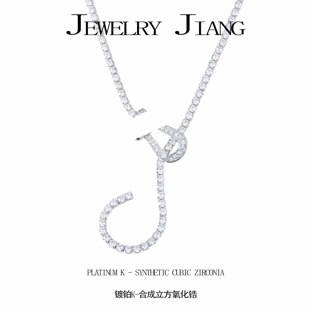 铜合金合成锆石项链 马蹄扣满镶排镶项链  0369