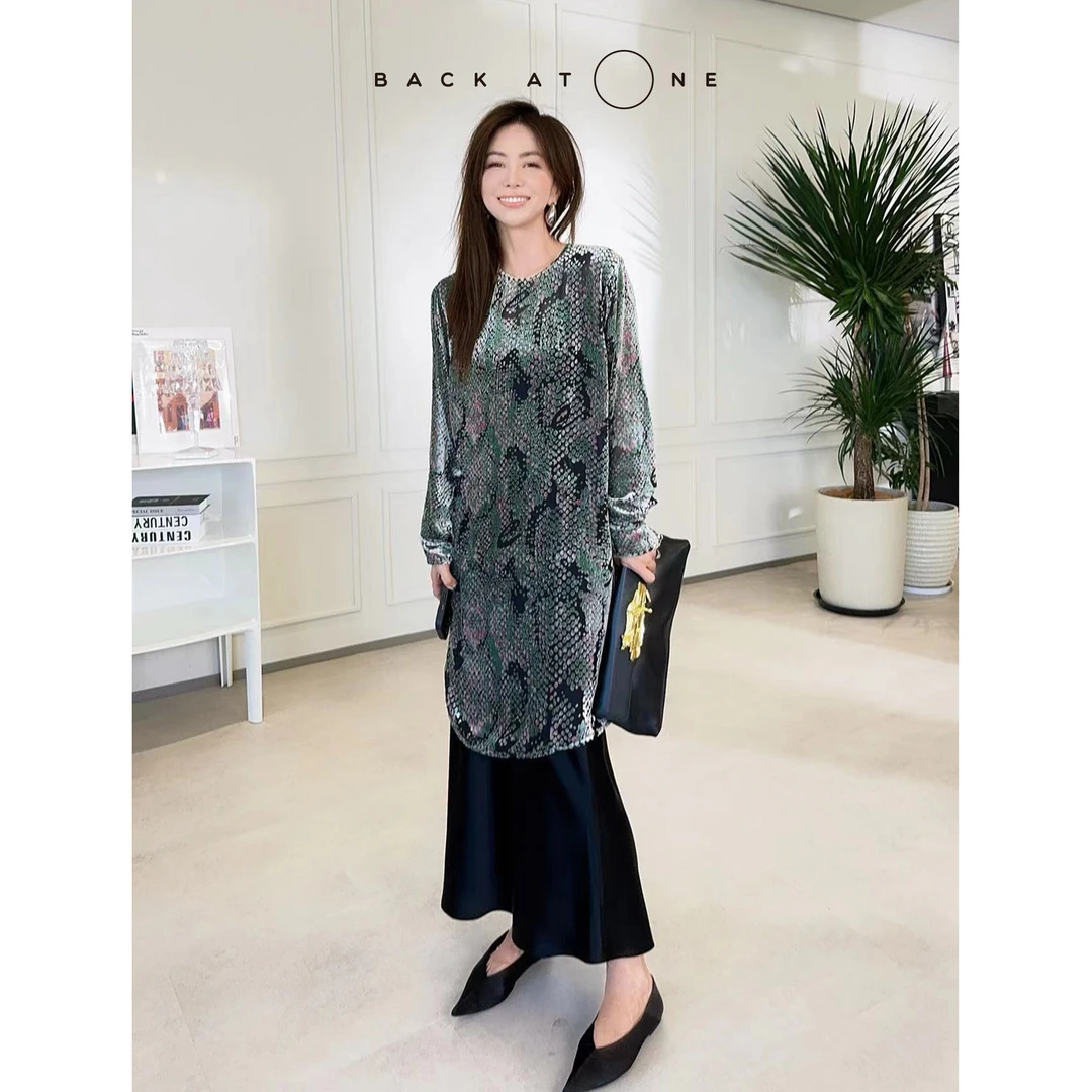 BackAtOne   “若影”时尚气质偏襟直身龙鳞连衣裙   BES-5BG260E-K