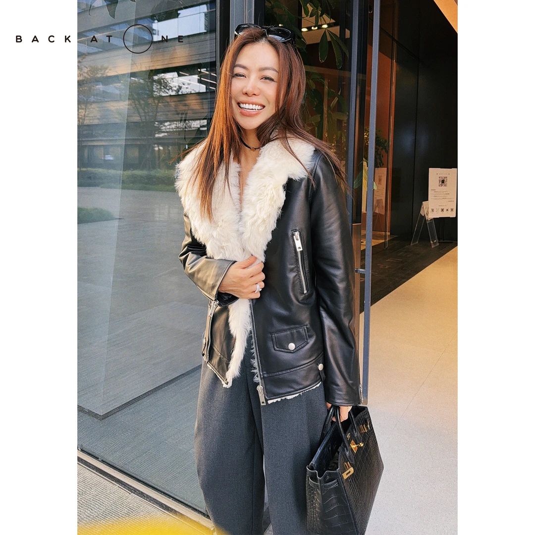 BackAtOne  “简约朋克”S*P托卡毛领皮毛一体外套 BDF-1GC092E-K