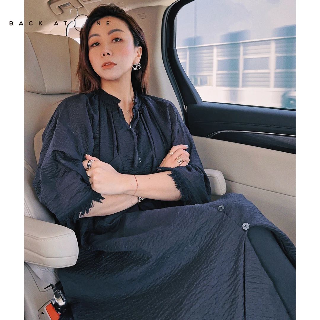 BackAtOne “夜畔飘穗”飘逸优雅显瘦黑色流苏连衣裙  B3SS-L038-K