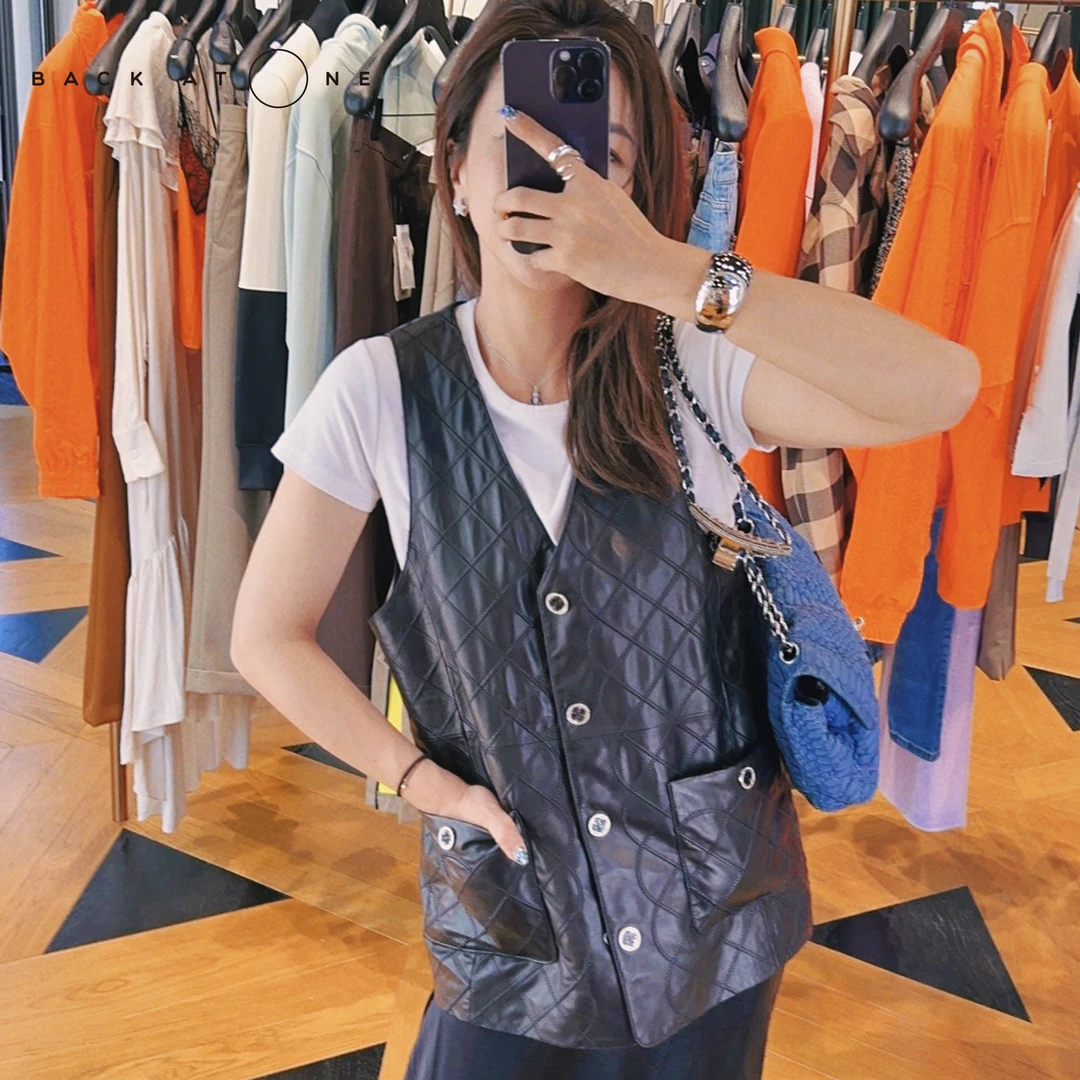 BackAtOne “Coco女孩“设计感时尚百搭女士羊皮马甲 B3SS-F030-K