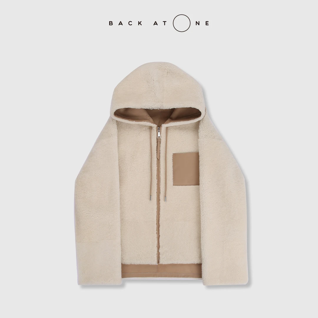 BackAtOne“奶油小可爱”罗E威家带帽皮毛一体拉链夹克 BEF-1GC140C